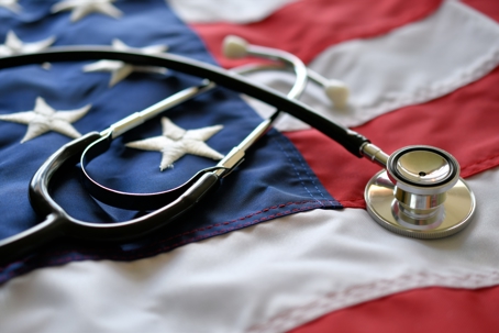 aaamerican flag and stethoscope